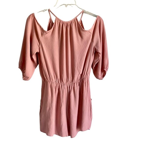 Soprano Dusty Pink Cold Shoulder Romper with Pockets Women's Size Large - Picture 5 of 8